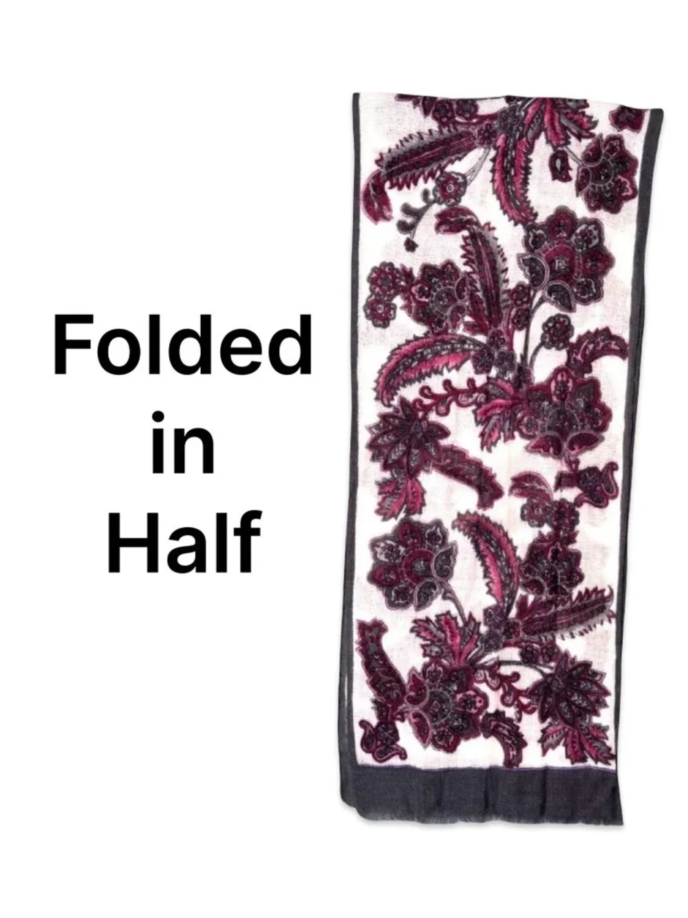 Paisley Rectangle Scarf Red Black Floral Fringe
